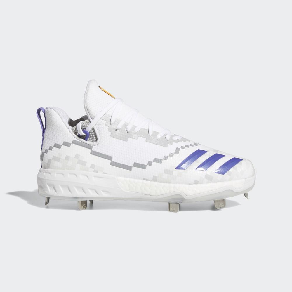 Adidas Men's Icon V 8-Bit Baseball Cleats White/Purple/Grey Ireland EE4147